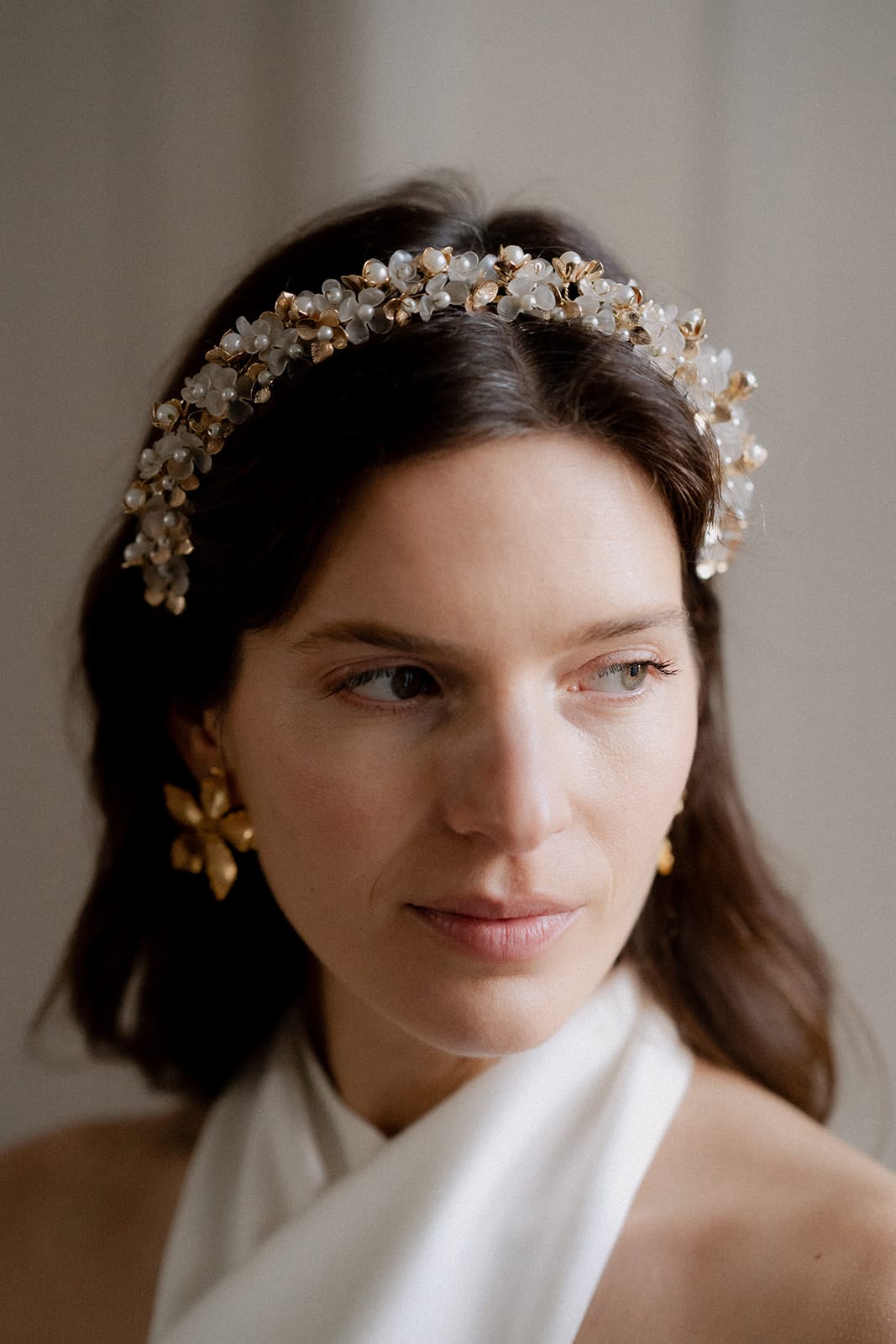 Couronne de mariage Héra & Boucles d’oreilles Philomène